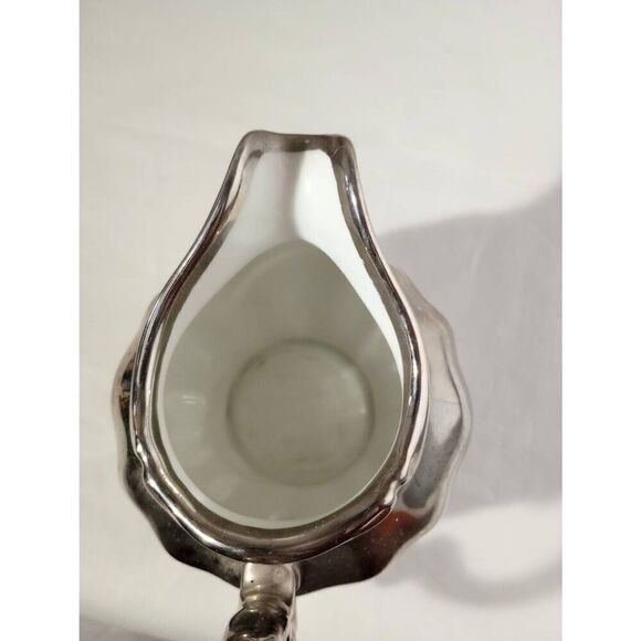 Vintage kronester Bavarian silver dipped porcelain creamer , unique - Picture 3 of 4